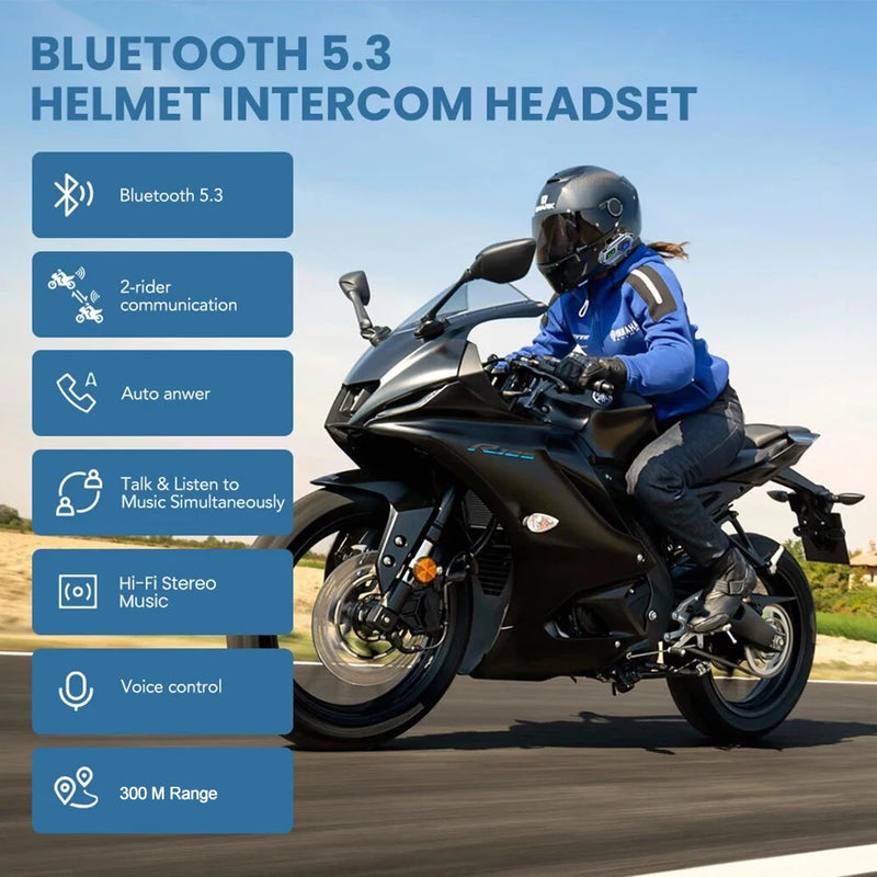 C8 motocicleta interfone capacete fone de ouvido bluetooth 5.4 interfone sem fio anti-interferência à prova dwireless água intercomunicador fone de ouvido