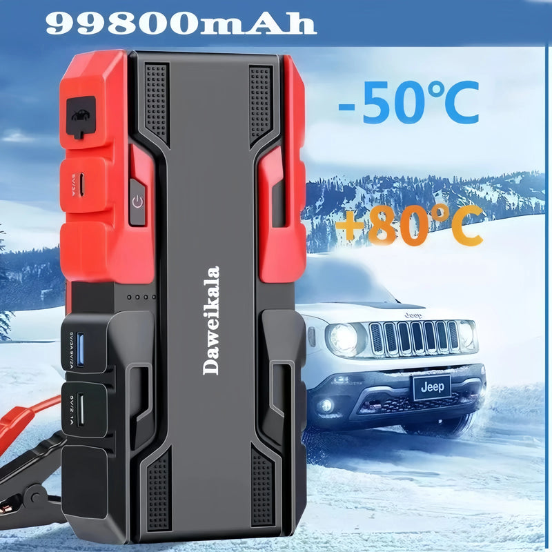 Poderoso acionador de partida de carro 12V 99800mAh bateria automotiva.